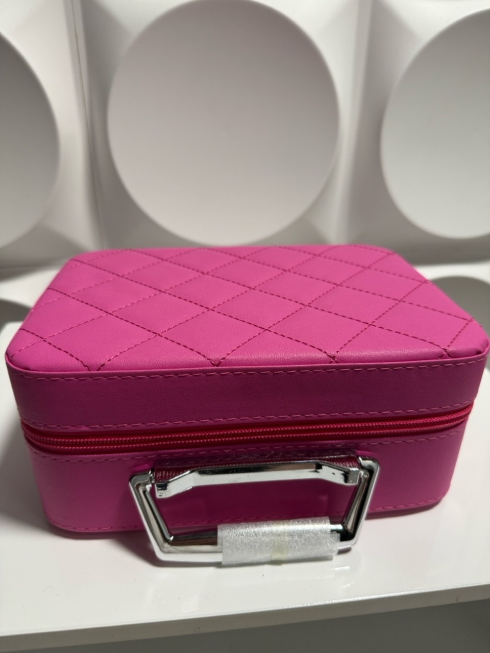 Pink Quilted Travel Makeup Case